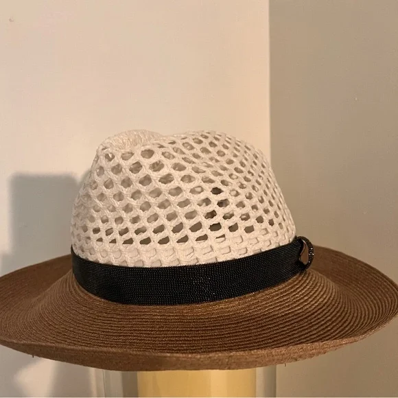 NWT Brunello Cucinelli Italy Size S Bead Monili Silver Hat white beige - Picture 2 of 11